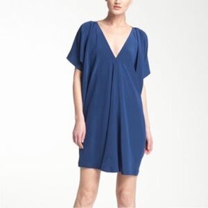 Vince 100% Silk Navy Blue Flowy Shift Dress Size S